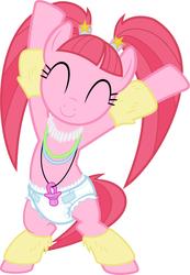 Size: 6000x8669 | Tagged: safe, alternate version, artist:sollace, derpibooru exclusive, edit, edited edit, editor:twilights-secret, pacific glow, pony, g4, the saddle row review, absurd resolution, bipedal, cute, dancing, diaper, diaper edit, diaper fetish, female, fetish, glowstick, jewelry, leg warmers, necklace, non-baby in diaper, pacifier, rave diaper, show accurate, simple background, solo, vector, white background