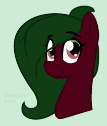 Size: 488x576 | Tagged: safe, artist:binkyt11, oc, oc only, oc:terra flora, earth pony, pony, bust, female, green background, leaf, mare, ms paint, portrait, simple background, solo, teenager