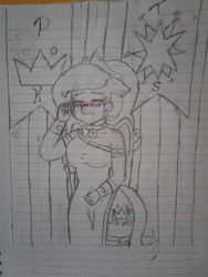 Size: 2576x1932 | Tagged: safe, artist:kellysans, oc, oc only, anthro, crying, lined paper, solo, traditional art