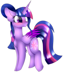 Size: 1280x1447 | Tagged: safe, artist:tomboygirl45, twilight sparkle, alicorn, pony, g4, blushing, colored wings, female, multicolored wings, simple background, solo, transparent background, twilight sparkle (alicorn)