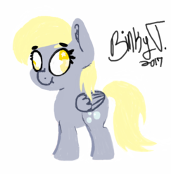 Size: 3888x3832 | Tagged: safe, artist:binkyt11, derpibooru exclusive, derpy hooves, pegasus, pony, g4, beanbrows, cutie mark, derp, eyebrows, female, high res, hooves, lineless, mare, ms paint, nose wrinkle, quality, simple background, solo, starry eyes, white background, wingding eyes, wings