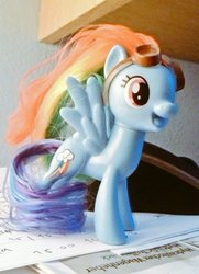 Size: 393x543 | Tagged: safe, artist:monnarcha, rainbow dash, pony, g4, goggles, irl, photo, solo, toy