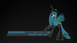 Size: 1920x1080 | Tagged: safe, artist:ardonicek, edit, queen chrysalis, changeling, changeling queen, g4, black background, crown, female, jewelry, looking at you, regalia, simple background, solo, wallpaper, wallpaper edit