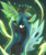 Size: 3360x4000 | Tagged: safe, artist:fensu-san, queen chrysalis, changeling, changeling queen, g4, bust, crown, cute, cutealis, female, forked tongue, green tongue, high res, holes in wings, jewelry, looking at you, magic, portrait, regalia, solo, tongue out