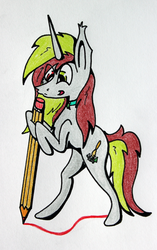 Size: 2874x4566 | Tagged: safe, artist:bumskuchen, oc, oc only, pony, unicorn, bipedal, high res, request, solo, traditional art