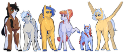 Size: 2757x1161 | Tagged: dead source, safe, artist:celeriven, amber laurel, flash sentry, pegasus, pony, g4, family, group