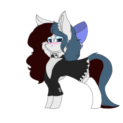 Size: 2560x2560 | Tagged: safe, artist:brokensilence, oc, oc only, oc:mira songheart, pony, bedroom eyes, blushing, bow, clothes, high res, maid, solo