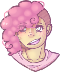 Size: 262x314 | Tagged: safe, artist:ultraderpymuffin, pinkie pie, human, g4, blushing, bust, female, humanized, looking at you, open mouth, portrait, simple background, smiling, solo, transparent background