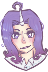 Size: 214x319 | Tagged: safe, artist:ultraderpymuffin, rarity, human, g4, blushing, bust, female, horn, horned humanization, humanized, looking at you, portrait, simple background, smiling, solo, transparent background
