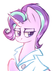 Size: 1600x2100 | Tagged: safe, artist:mirtash, starlight glimmer, pony, unicorn, rcf community, g4, clothes, doctor, female, solo, starry eyes, wingding eyes