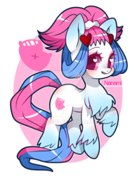 Size: 600x781 | Tagged: safe, artist:snow angel, oc, oc only, oc:nanami, earth pony, pony, chest fluff, heart eyes, looking at you, raised hoof, simple background, smiling, solo, white background, wingding eyes