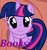 Size: 1151x1229 | Tagged: safe, artist:badumsquish-edits, edit, part of a set, twilight sparkle, pony, unicorn, g4, badumsquish's kitties, book, bookhorse, bronybait, cute, female, happy, looking at you, looking up, looking up at you, meme, purple, purple text, sitting, smiling, solo, text, that pony sure does love books, twiabetes