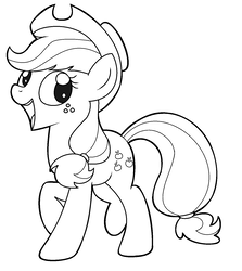 Size: 1336x1500 | Tagged: safe, artist:pinkiepie6680, applejack, earth pony, pony, g4, female, happlejack, happy, lineart, mare, monochrome, solo