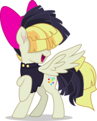 Size: 3997x5000 | Tagged: safe, artist:dashiesparkle, songbird serenade, pegasus, pony, g4, my little pony: the movie, absurd resolution, female, hair over eyes, mare, open mouth, open smile, raised hoof, sia (singer), simple background, smiling, solo, transparent background, vector