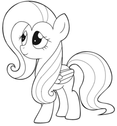 Size: 1617x1726 | Tagged: safe, artist:pinkiepie6680, fluttershy, pegasus, pony, g4, female, lineart, mare, monochrome, solo