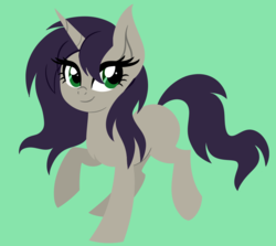 Size: 936x835 | Tagged: dead source, safe, artist:wubcakeva, oc, oc only, oc:esbern, pony, unicorn, female, green background, lineless, mare, simple background, solo