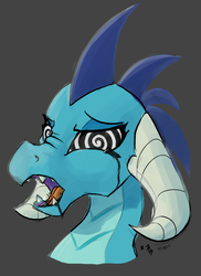 Size: 565x775 | Tagged: artist needed, safe, princess ember, dragon, g4, 4chan, bust, drawthread, drool, female, hypno eyes, hypnosis, hypnotized, lidded eyes, open mouth, solo, swirly eyes