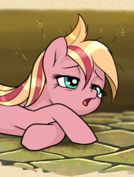 Size: 1537x2027 | Tagged: safe, artist:pencils, oc, oc only, oc:mascara maroon, pony, lidded eyes, solo, squeans