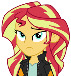 Size: 3056x3253 | Tagged: safe, artist:sketchmcreations, sunset shimmer, equestria girls, equestria girls specials, g4, my little pony equestria girls: dance magic, female, frown, high res, raised eyebrow, simple background, solo, transparent background, unamused, vector