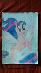 Size: 1440x2560 | Tagged: safe, artist:background-anon-l23, twilight sparkle, pony, seapony (g4), g4, my little pony: the movie, bubble, female, pencil drawing, seaponified, seapony twilight, solo, species swap, traditional art, water