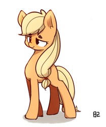Size: 878x1049 | Tagged: safe, artist:pinkieeighttwo, applejack, earth pony, pony, g4, female, hatless, mare, missing accessory, missing cutie mark, simple background, solo, white background