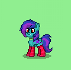 Size: 279x277 | Tagged: safe, oc, oc only, bat pony, pony, pony town, clothes, female, red eyes, socks, striped socks