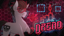 Size: 1500x847 | Tagged: safe, artist:redchetgreen, oc, oc only, oc:dread, earth pony, pony, goggles, looking at you, male, smiling, solo, stallion