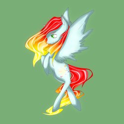 Size: 1024x1024 | Tagged: safe, artist:freeworldl, oc, oc only, pegasus, pony, colored pupils, female, green background, long tail, mare, rearing, simple background, smiling, solo, spread wings, wings