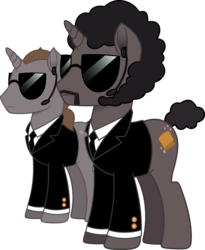 Size: 8544x10416 | Tagged: safe, artist:pink1ejack, vinny, whinnyfield, pony, unicorn, g4, my little pony: the movie, absurd resolution, bodyguard, clothes, duo, headset, john travolta, jules winnfield, movie reference, ponified, pulp fiction, samuel l jackson, simple background, sunglasses, transparent background, vector, vincent vega