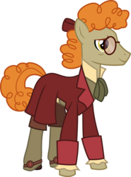 Size: 767x1035 | Tagged: safe, artist:cloudy glow, doctor muffin top, earth pony, pony, g4, clothes, clothes swap, cosplay, costume, delbert doppler, disney, doctor doppler, glasses, male, movie reference, simple background, smiling, solo, stallion, transparent background, treasure planet
