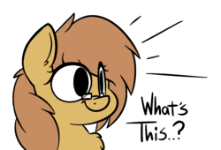 Size: 1198x813 | Tagged: dead source, safe, artist:pink-dooples, oc, oc only, oc:amity, earth pony, pony, bust, glasses, owo, owo what's this?, simple background, surprised, transparent background, what's this?