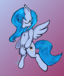 Size: 692x814 | Tagged: safe, artist:furywind, oc, oc only, pegasus, pony, eyes closed, female, flying, gradient background, mare, solo
