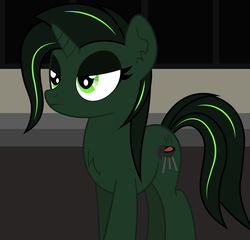 Size: 2655x2550 | Tagged: safe, artist:rainbowsurvivor, oc, oc only, oc:griddle, pony, unicorn, fallout equestria, fallout equestria: child of the stars, fallout, female, grumpy, high res, mare, resting bitch face, solo