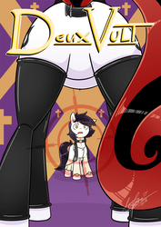 Size: 744x1053 | Tagged: safe, artist:wishdream, oc, oc only, oc:lilith, oc:padlock, pony, butt, buttcheeks, clothes, cross, crosshair, deus vult, for your eyes only, framed by legs, heresy, latex, latex socks, misspelling, movie poster, movie reference, plot, priestess, rear view, socks, succupony