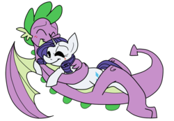 Size: 947x656 | Tagged: safe, artist:dragondaak, rarity, spike, dragon, g4, hilarious in hindsight, hug, male, older, older spike, ship:sparity, shipping, simple background, straight, transparent background, winged spike, wings