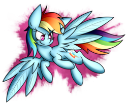 Size: 1783x1462 | Tagged: safe, artist:nekro-led, rainbow dash, pony, g4, abstract background, cutie mark, female, flying, shading, solo, spread wings, wings
