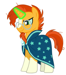 Size: 834x957 | Tagged: safe, artist:trini-mite, queen chrysalis, g4, clothes, coat markings, disguise, disguised changeling, fake sunburst, female, former queen chrysalis, glasses, magic, robe, socks (coat markings), solo, sunburst's cloak, sunburst's glasses