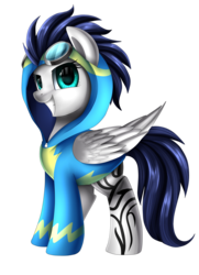 Size: 2016x2783 | Tagged: safe, artist:pridark, oc, oc only, oc:switch, oc:switch storm, pegasus, pony, clothes, commission, female, grin, high res, hooves, looking at you, mare, simple background, smiling, solo, sweater, tattoo, transparent background