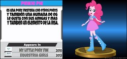 Size: 1311x609 | Tagged: safe, artist:mariopiequevedod, pinkie pie, equestria girls, g4, crossover, hasbro, spanish, super smash bros., super smash bros. 4, translated in the comments