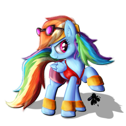 Size: 3000x3000 | Tagged: safe, artist:katakiuchi4u, rainbow dash, pegasus, pony, g4, clothes, female, high res, leg warmers, mare, raised hoof, shorts, simple background, solo, sports, sunglasses, transparent background, wet