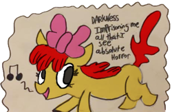 Size: 465x303 | Tagged: safe, artist:mewcifur, apple bloom, earth pony, pony, g4, female, metallica, one(song), solo