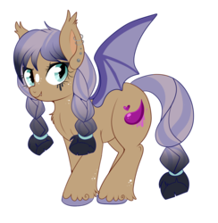 Size: 900x921 | Tagged: safe, artist:lulubell, oc, oc only, oc:bitty bite, bat pony, pony, adoptable, dyed mane, makeup, piercing, solo
