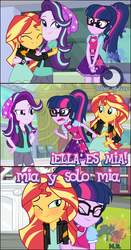 Size: 1024x1961 | Tagged: safe, artist:spottedlions, edit, sci-twi, starlight glimmer, sunset shimmer, twilight sparkle, equestria girls, equestria girls specials, g4, my little pony equestria girls: mirror magic, female, lesbian, magical trio, ship:sci-twishimmer, ship:sunsetsparkle, shipping, spanish