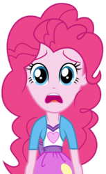 Size: 2116x3450 | Tagged: safe, artist:sketchmcreations, pinkie pie, equestria girls, equestria girls specials, g4, my little pony equestria girls: dance magic, arms, breasts, bust, clothes, female, gasp, high res, horrified, long hair, open frown, open mouth, sad, shirt, short sleeves, simple background, skirt, solo, standing, teenager, teeth, transparent background, vector, vest, why