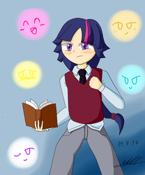 Size: 1000x1200 | Tagged: safe, artist:neutralchilean, twilight sparkle, human, g4, blushing, book, clothes, dusk shine, humanized, looking at you, male, pants, rule 63, shirt, solo, vest