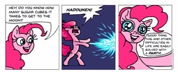 Size: 975x396 | Tagged: safe, artist:gingerfoxy, pinkie pie, earth pony, pony, pony comic generator, g4, comic, hadouken, wingding eyes