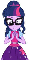 Size: 1591x3206 | Tagged: safe, artist:sketchmcreations, sci-twi, twilight sparkle, equestria girls, equestria girls specials, g4, my little pony equestria girls: dance magic, clothes, female, glasses, lip bite, raised eyebrow, sci-twi outfits, simple background, skirt, solo, transparent background, unsure, vector