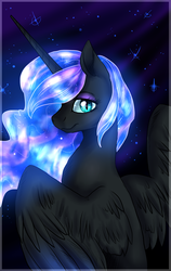 Size: 960x1518 | Tagged: safe, artist:not-ordinary-pony, nightmare moon, alicorn, pony, g4, female, glowing mane, happy, looking at you, mare, missing accessory, nicemare moon, smiling, solo