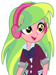 Size: 2247x2984 | Tagged: safe, artist:sketchmcreations, lemon zest, dance magic, equestria girls, equestria girls specials, g4, beautiful, clothes, crystal prep academy uniform, cute, eyeshadow, female, happy, headphones, high res, makeup, open mouth, school uniform, simple background, solo, transparent background, vector, zestabetes