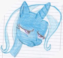 Size: 214x200 | Tagged: safe, artist:hermine456, trixie, pony, unicorn, g4, female, lined paper, mare, sad, solo, traditional art